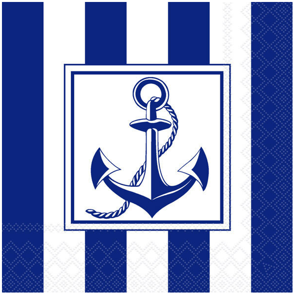 Servietten Lunch blauer Anker Maritim 33x33cm 20 Servietten