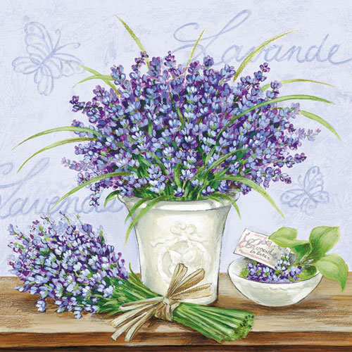 Servietten Lunch – Napkin Lunch – Format: 33 x 33 cm – 3-lagig – 20 Servietten pro Packung - Lavender Scene Lilac – Lavendel lila - Ambiente
