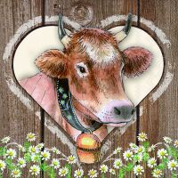 Servietten Lunch 33x33 cm 3-lagig 20 Servietten Cow in...