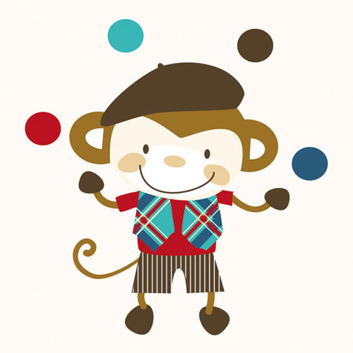 Servietten Lunch – Napkin Lunch – Format: 33 x 33 cm – 3-lagig – 20 Servietten pro Packung - Juggling Monkey – jonglierender Affe - Ambiente