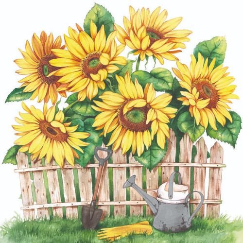 Servietten Lunch – Napkin Lunch – Format: 33 x 33 cm – 3-lagig – 20 Servietten pro Packung - Garden Of Sunflowers – Sonnenblumen - Ambiente