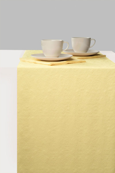 A - Tischläufer - Table Runner - Format 6 x 33cm - Elegance Light Yellow - elegantes leichtes Gelb