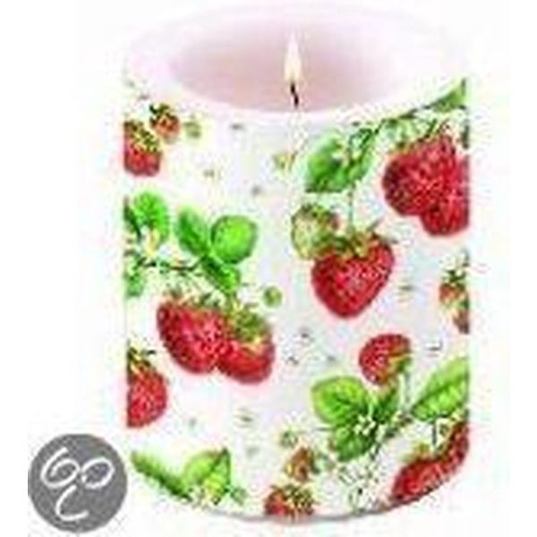 Kerze gross Ø 12 cm x 10 cm Brenndauer 75 Std. Strawberry Plant Erdbeerpflanze