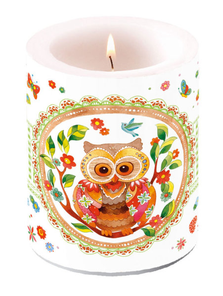 Kerze gross – Candle Big – Format: Ø 12 cm x 10 cm – Brenndauer: 75 Std. - 1 Kerze pro Packung - Signed Owl - Ambiente