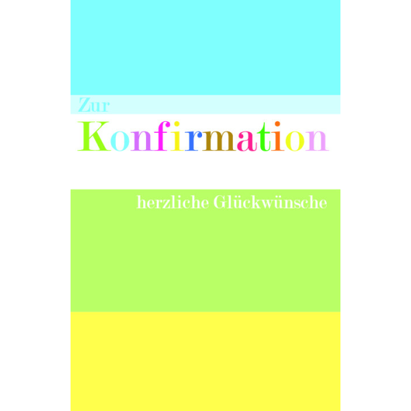 A Konfirmation herzlichen Glückwunsch blau weiß grün gelb Glückwunschkarte mit Umschlag