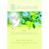 Konfirmation Einladung Taube mit Zweig Sonne 5...