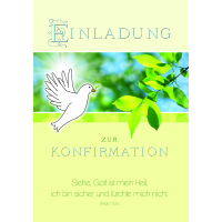 Konfirmation Einladung Taube mit Zweig Sonne 5...