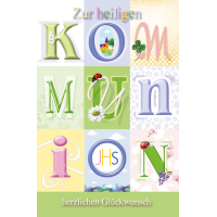 A Kommunion Glückwunschkarte mit Umschlag bunte...