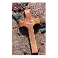 Kommunion Glückwunschkarte mit Umschlag Holzkreuz...