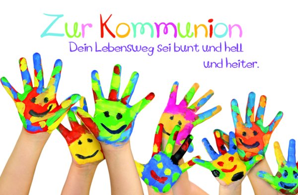 Kommunion - Glückwunschkarte im Format 11,5 x 17 cm mit Umschlag - bemalte Kinderhände - Skorpion