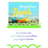 Kommunion 5 Danksagung mit 5 Umschlägen Papierboote