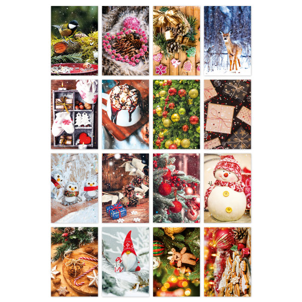 100er-Sortiment Weihnachten - Fotokarten - Glückwunschkarten im Format 11x16cm mit Briefumschlägen - UVP pro Karte: € 1,25 - Skorpion