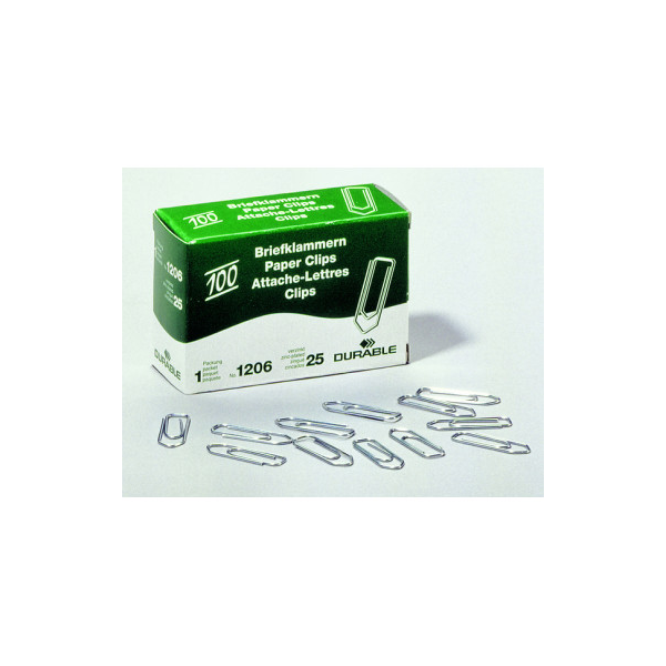 Durable Büroklammern 1206-25, 26mm, Metall verzinkt silber 100 Stück