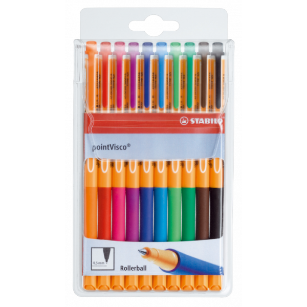 Tintenroller STABILO® pointVisco® Etui mit10 Stiften