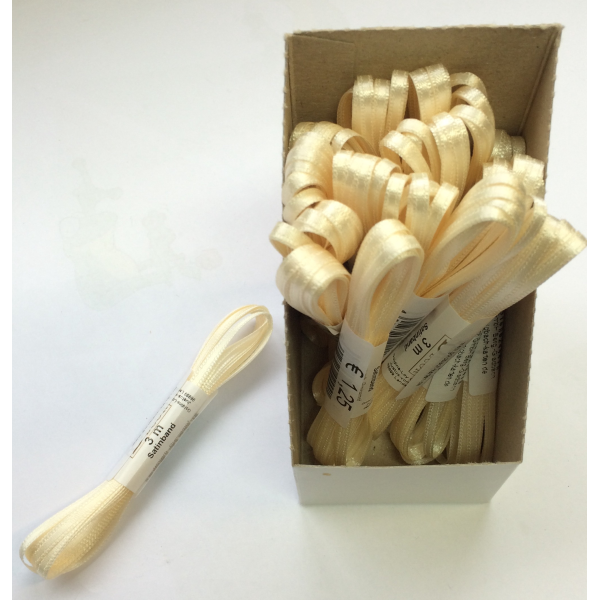 Uni-Doppelsatin – Schleifenband - 3mm x 3m - creme