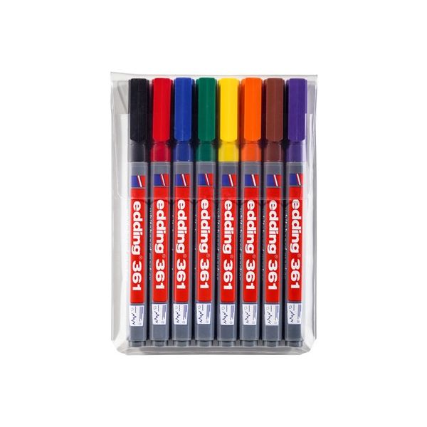 Whiteboardmarker edding 361, nachfüllbar, 8er-Set basic, 1 mm, Bundle Sortiment
