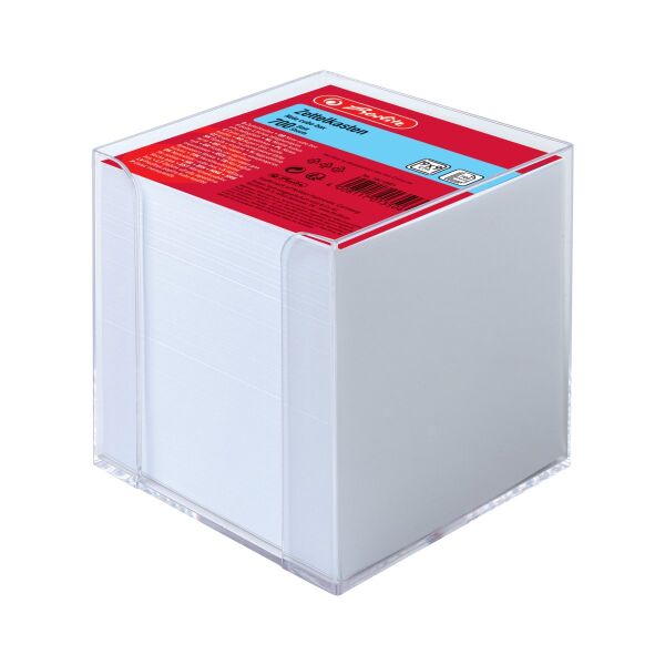 Zettelkasten Zettelbox 9x9x9cm transparent 700Blatt weiß gefüllt Herlitz