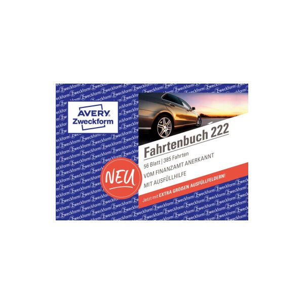 AVERY Zweckform Fahrtenbuch 222 A6-quer über 2 Seiten, DIN A6, 40 Blatt