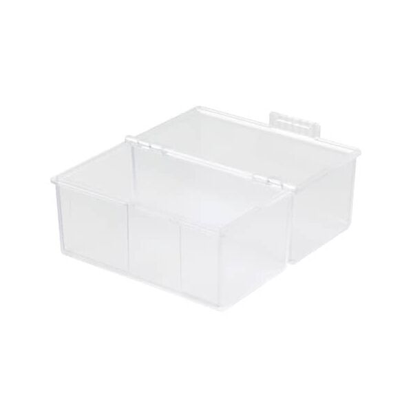 Karteibox DIN A7 quer, max 300 Karten m. Stahlscharnier, transluzent-klar