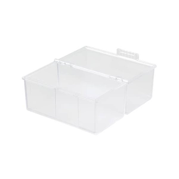 Karteibox DIN A7 quer, max 300 Karten m. Stahlscharnier, transluzent-klar