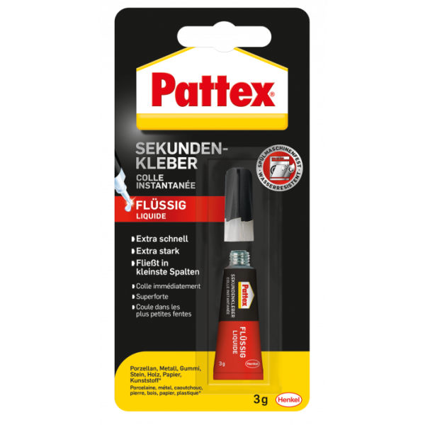 SekundenkleberPattex® classic flüßig, ohne Lösungsmittel, Tube mit 3 g
