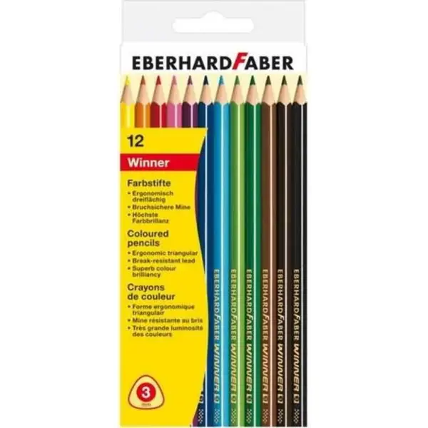 Buntstift Winner 12er Etui in 12 Farben, im Kartonetui, zum Malen, Illustrieren und Zeichnen