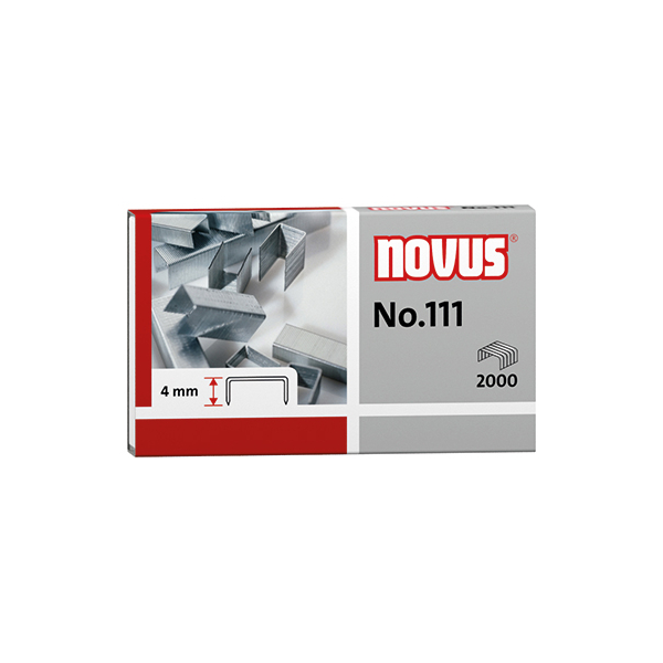 Novus Heftklammern No. 111, 042-0036, Stahldraht verzinkt, Heftleistung 15 Blatt 2000 Stück
