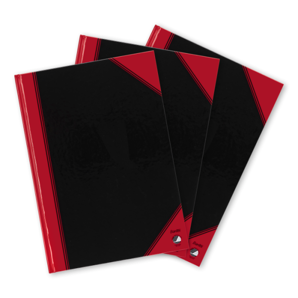 Chinakladde, schwarz, rote Ecken und Falz, blanko, A4, 96 Blatt Bantex