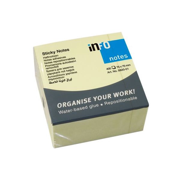 Gelber Haftnotizwürfel 75 x 75, Würfel, 400 Blatt pro Würfel