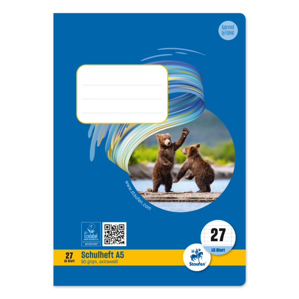 Schulheft Style, DIN A5, liniert mit Rand, LIN27, 16 Blatt