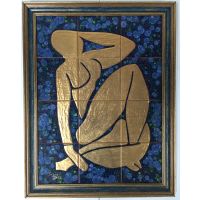 Kachelbild mit Goldlegierung und edlem Rahmen - 3x4...