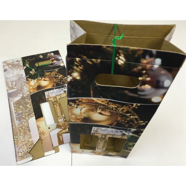 Weihnachten Kartonage für Sekt- oder Weinflaschen Baumkugeln