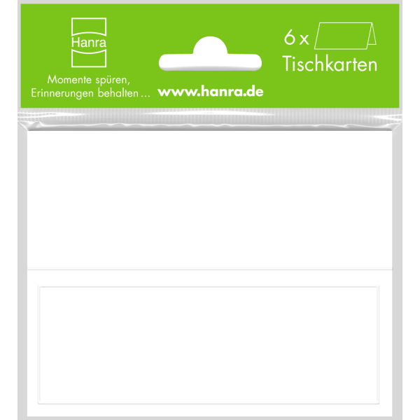 Tischkarte - 6er-Set - 6 Stück im Topper - blindgeprägter Rahmen - Unifarbene Tischkarte – weiß – Tischkarten im Format: 9 x 11,5 cm