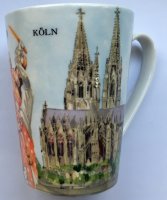 Köln Becher - Porzellanbecher - Porcelain Mug - 300ml - 8,5 x 11 cm - Becher mit Kölnmotiv - Kölner Dom