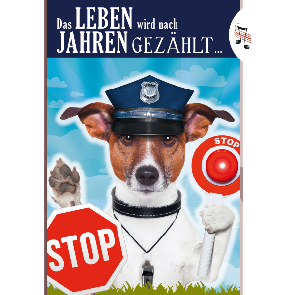 Geburtstag - Flashlight - Soundkarte und Lichtkarte im Format 14,8 x 21,0 cm - "Hunde-Polizei"
