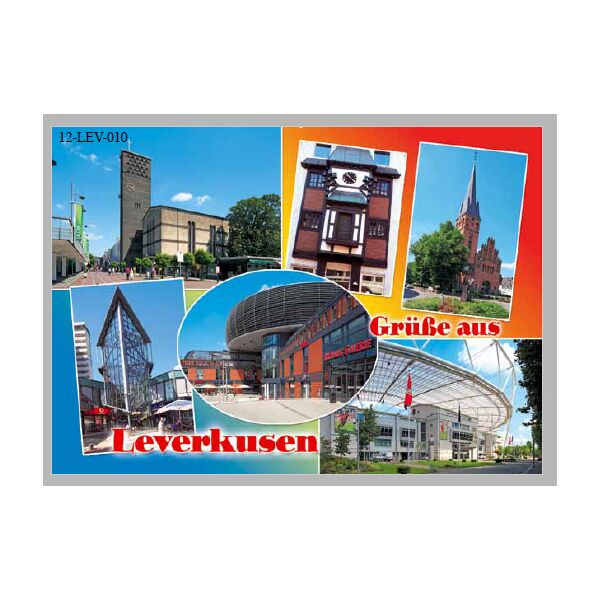 Postkarte Ansichtskarte Leverkusen 6 Bilder Querformat Weltpostkarte im Format 10,5 x 15cm