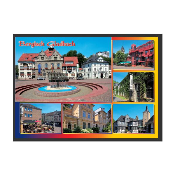 Postkarte Ansichtskarte Bergisch Gladbach 6 Bilder Querformat Weltpostkarte im Format 10,5 x 15cm