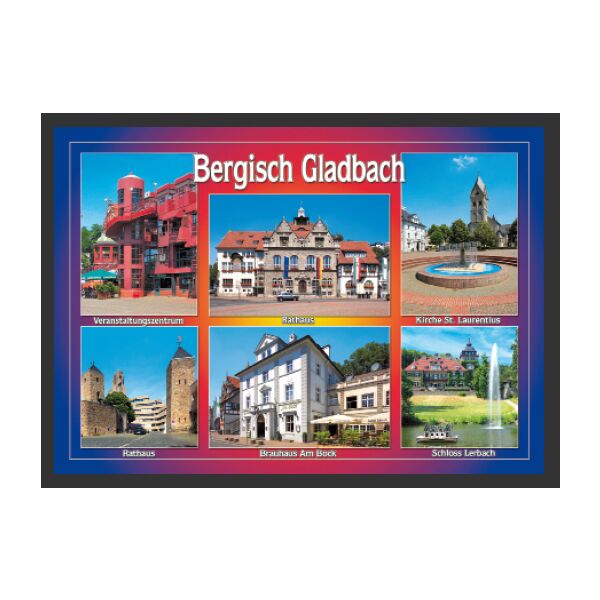 Postkarte Ansichtskarte Bergisch Gladbach 6 Bilder Querformat Weltpostkarte 10,5 x 15cm Rheinisch-Bergischer Kreis