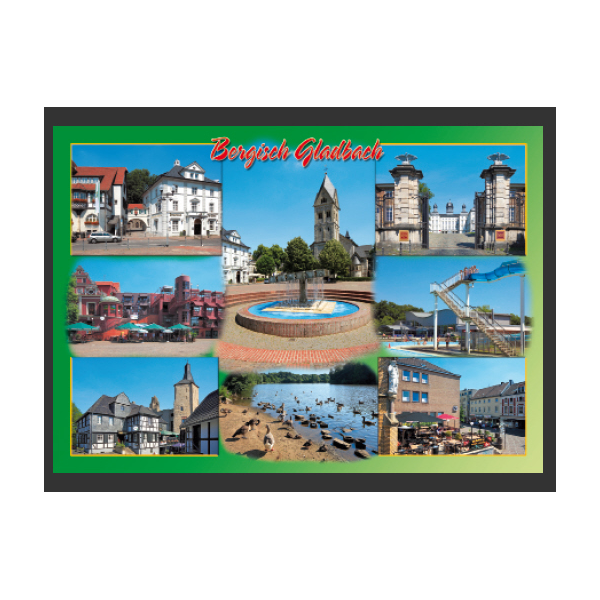 Postkarte Ansichtskarte Bergisch Gladbach 8 Fotos Querformat Weltpostkarte 10,5 x 15cm Rheinisch-Bergischer Kreis