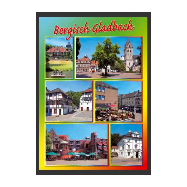 Postkarte Ansichtskarte Bergisch Gladbach Hochformat 6 Motive Weltpostkarte im Format 10,5 x 15cm