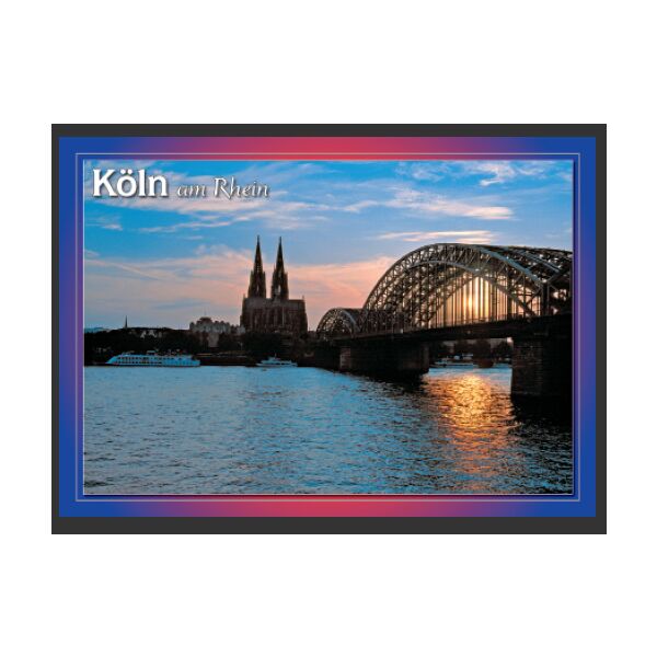 Postkarte Ansichtskarte Köln Weltpostkarte im Format 10,5 x 15cm Hohenzollernbrücke Dom Abends