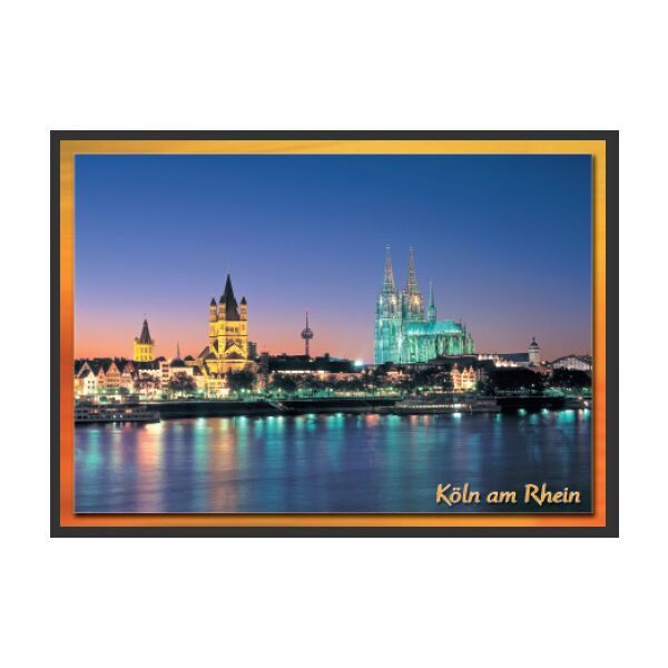Postkarte Ansichtskarte Köln Querformat Altstadt Dom Abendstimmung Weltpostkarte im Format 10,5 x 15cm Colonia Cologne
