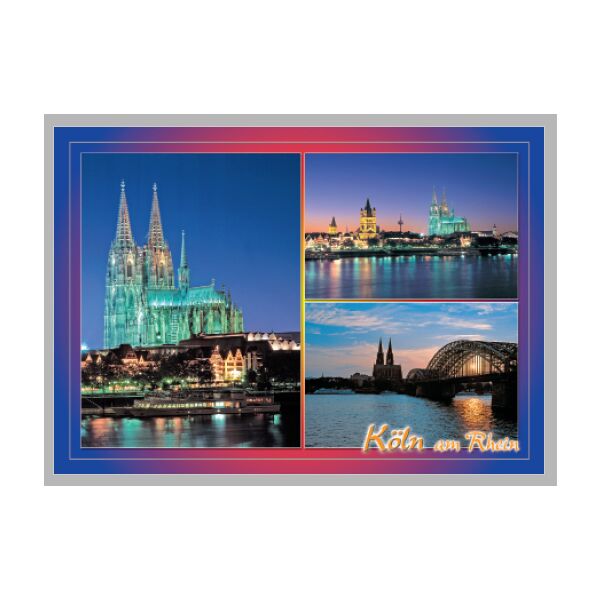 Postkarte Ansichtskarte Köln Weltpostkarte im Format 10,5 x 15cm Abends am Rhein