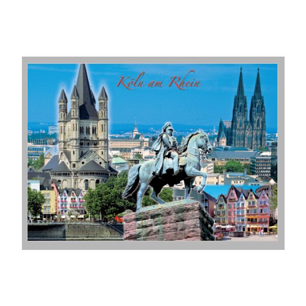 Postkarte Ansichtskarte Köln Weltpostkarte im Format 10,5 x 15cm Dom und Historisches Rathaus