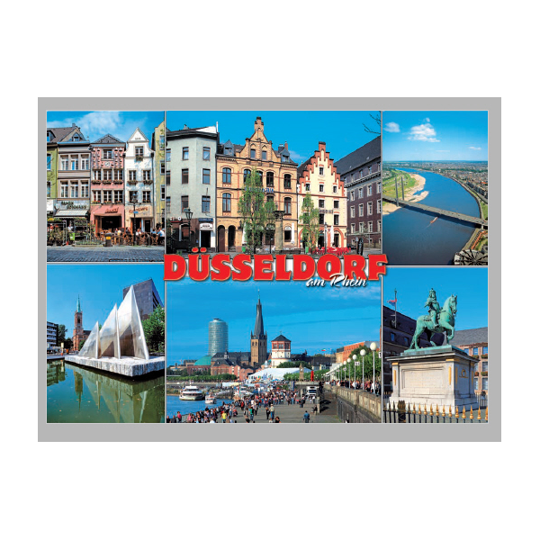 Postkarte Ansichtskarte Düsseldorf Weltpostkarte im Format 10,5 x 15cm Rhein