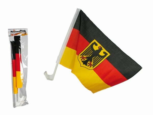 Deutschlandflagge für das Auto- ca. 30 x 45 cm inkl. Befestigung - 2 Stück im Polybeutel - Art. 00/0799 - Fanartikel Deutschland zur WM oder EM