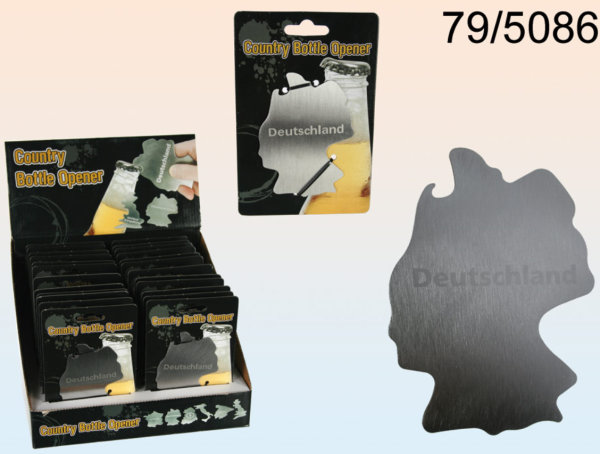 Metall-Flaschenöffner - Deutschland - ca. 10cm - auf Karte zum Aufhängen - Art.79/5086 - UVP: € 4,99
