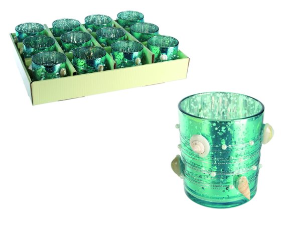 Glas-Teelichthalter - maritim - ca.7 x 8 cm - UVP: € 3,95 - Art.Nr. 100176