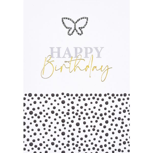 Geburtstag Glückwunschkarte mit Umschlag Little Things Diamond Happy Birthday Schmetterling Punkte