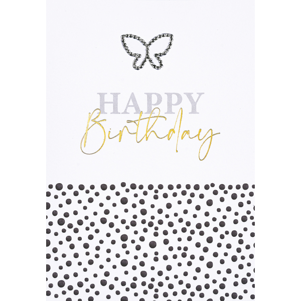 Geburtstag Glückwunschkarte mit Umschlag Little Things Diamond Happy Birthday Schmetterling Punkte